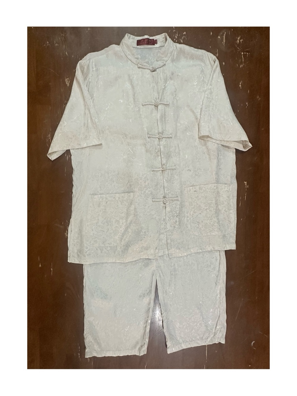 Vintage Ancient Silk Road 2 piece Tang Suit Set- Mulberry Silk Jacquard- Unisex
